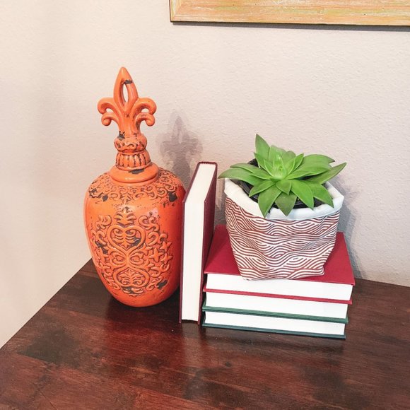 Set of 2 Cotton Canvas Planters or Storage Bins / Orange / Fair Trade - Picture 3 of 5